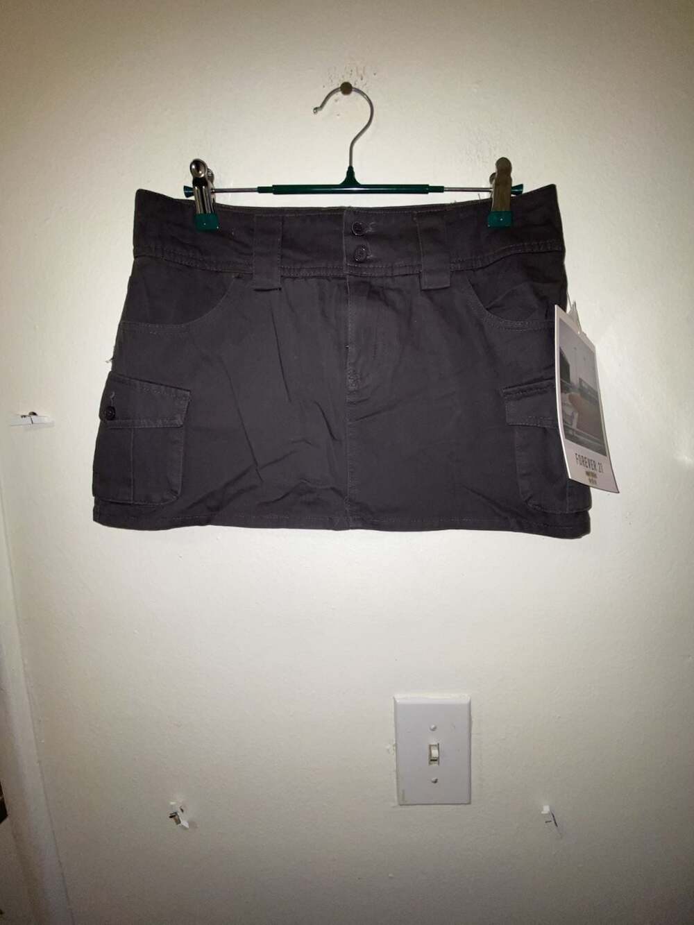 Forever 21 Cargo Skort Size S Gray Y2K Utility Mini Skirt